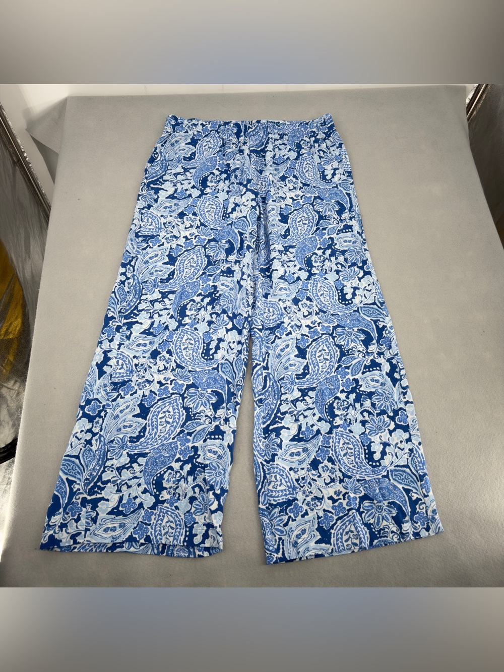 J.Jill Blue White Paisley Print Wide Leg Pants Small